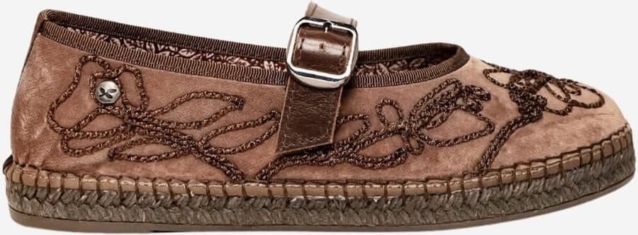 Alhamas Ballerina met riempjes 'Alpargata Terciopelo' taupe