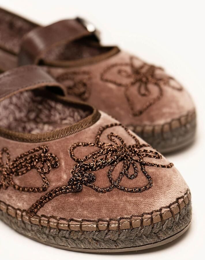 Alhamas Ballerina met riempjes 'Alpargata Terciopelo' taupe - Foto 2