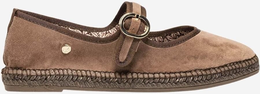 Alhamas Ballerina met riempjes 'Alpargata Terciopelo' taupe