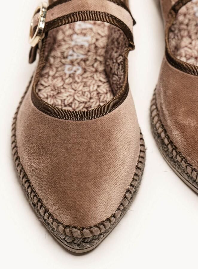 Alhamas Ballerina met riempjes 'Alpargata Terciopelo' taupe - Foto 2