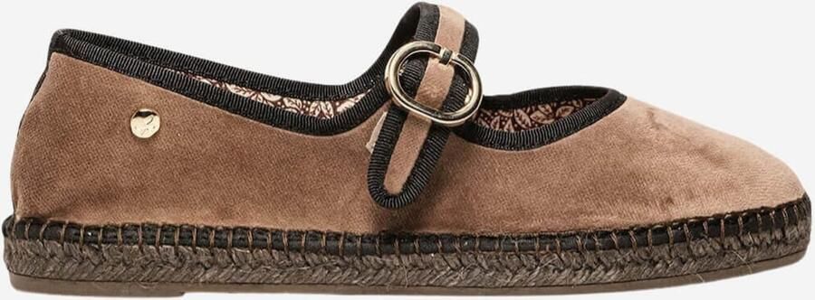 Alhamas Ballerina met riempjes 'Alpargata Terciopelo' taupe