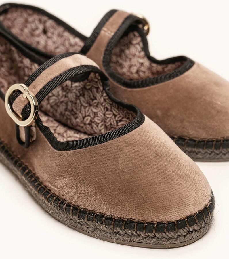 Alhamas Ballerina met riempjes 'Alpargata Terciopelo' taupe - Foto 2