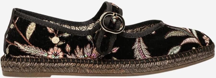 Alhamas Ballerina met riempjes 'Alpargata Terciopelo' zwart