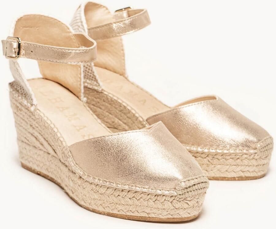 Alhamas Sandaal 'Alpargata Cuña 8 cm' goud - Foto 3