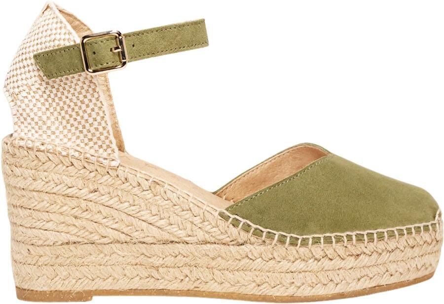 Alhamas Sandaal 'Alpargata Cuña 8 cm' kaki
