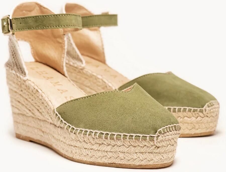 Alhamas Sandaal 'Alpargata Cuña 8 cm' kaki - Foto 4