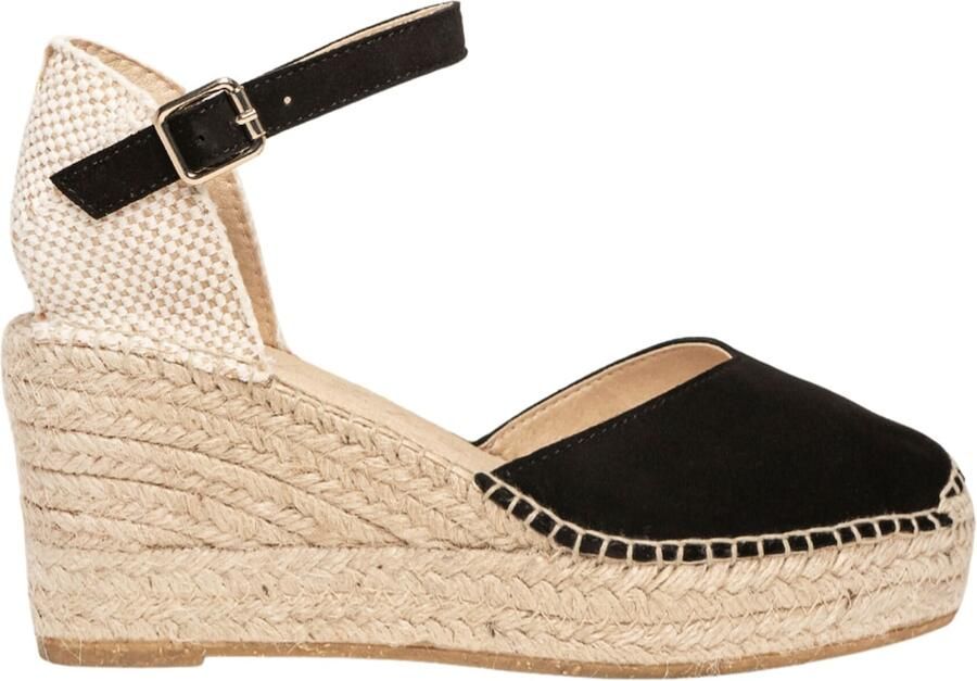 Alhamas Sandaal 'Alpargata Cuña 8 cm' zwart