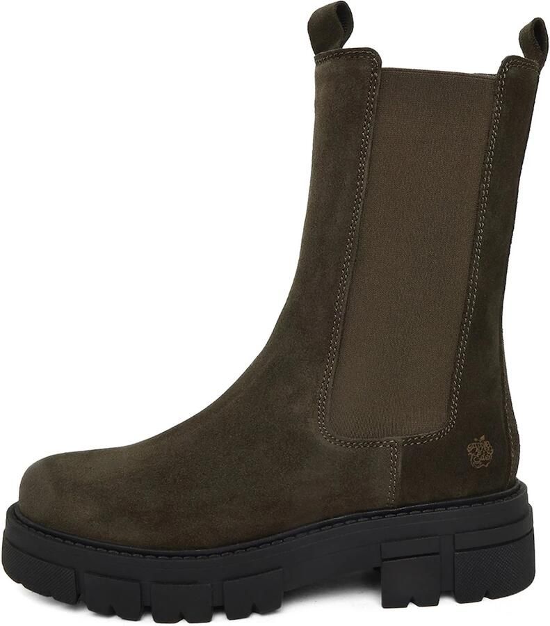 Apple of Eden Chelsea boots 'CHER' donkergroen