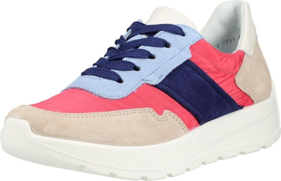 ARA Sneakers laag beige navy framboos wit
