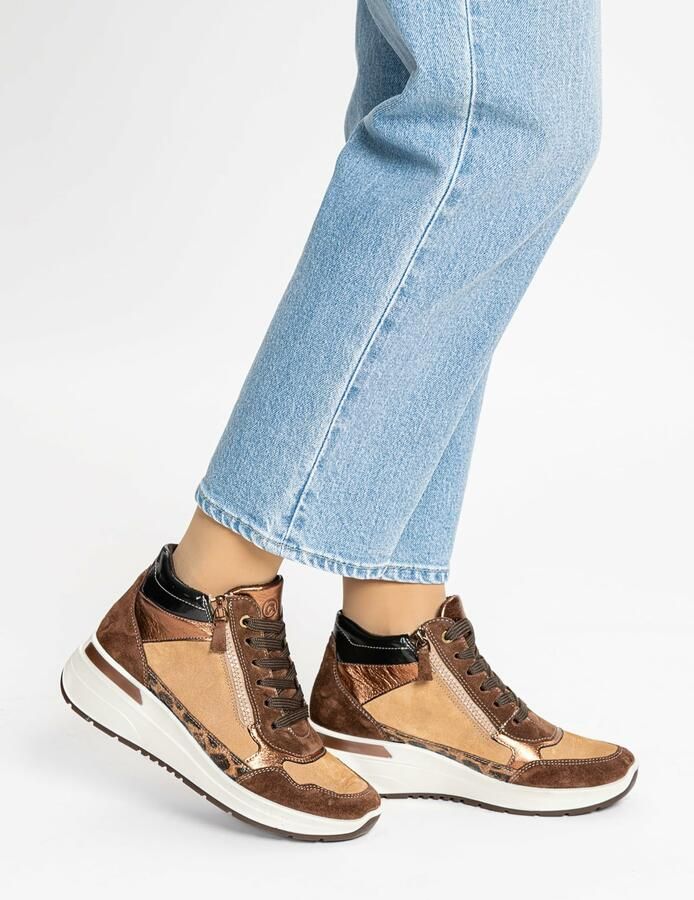 ARA Sneakers laag bruin cappuccino brons zwart - Foto 4