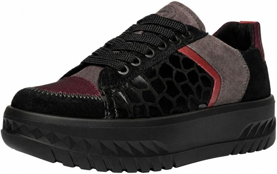 ARA Sneakers laag chocoladebruin wijnrood kersrood zwart