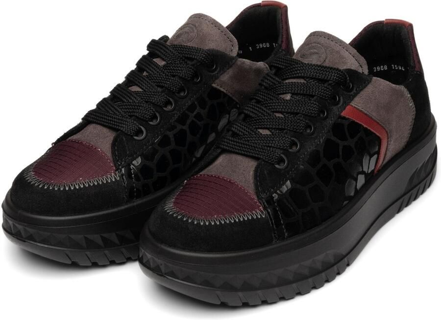 ARA Sneakers laag chocoladebruin wijnrood kersrood zwart - Foto 2