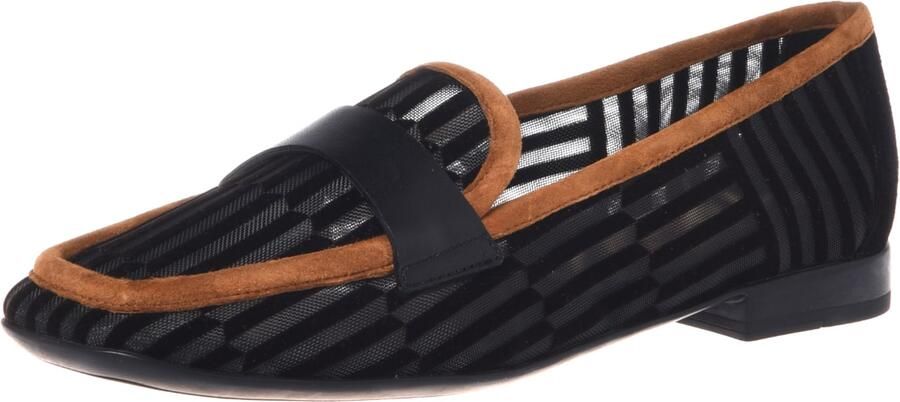Baldinini Zwarte mesh en bruine suède loafer