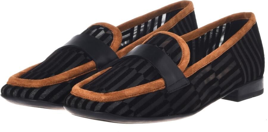 Baldinini Zwarte mesh en bruine suède loafer - Foto 4