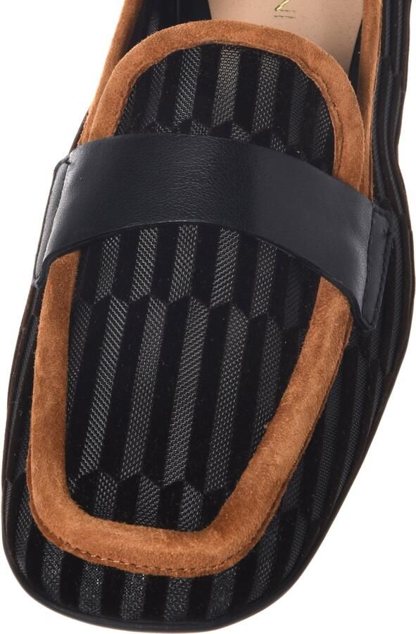 Baldinini Zwarte mesh en bruine suède loafer - Foto 3