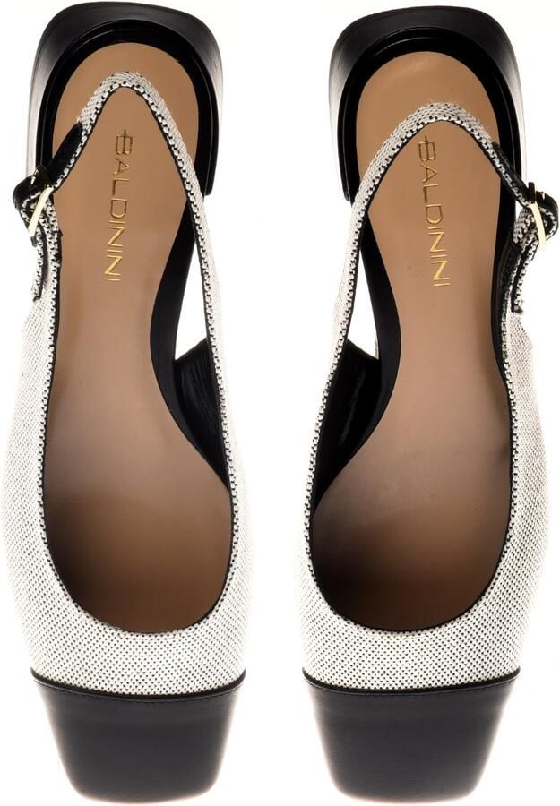 Baldinini Slingback in nappa leather and canvas off white - Foto 4