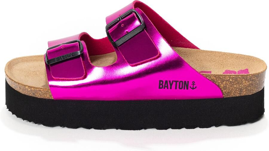 Bayton Muiltjes 'JAPET' lichtbruin fuchsia zwart