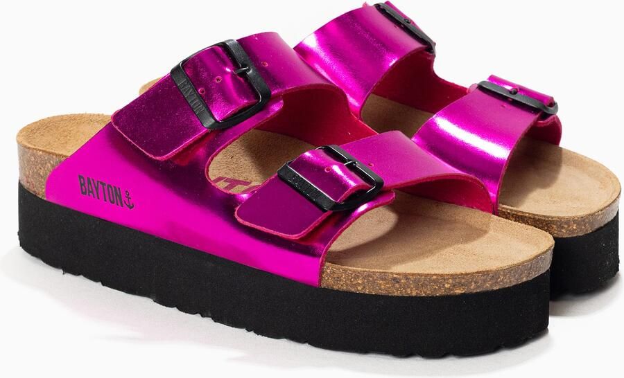 Bayton Muiltjes 'JAPET' lichtbruin fuchsia zwart - Foto 3