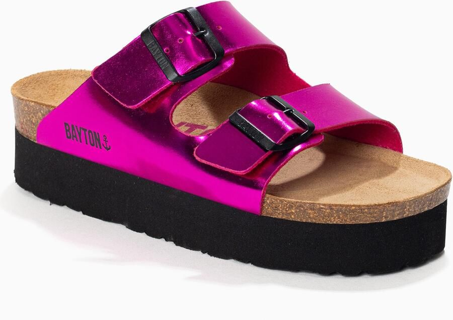 Bayton Muiltjes 'JAPET' lichtbruin fuchsia zwart - Foto 2
