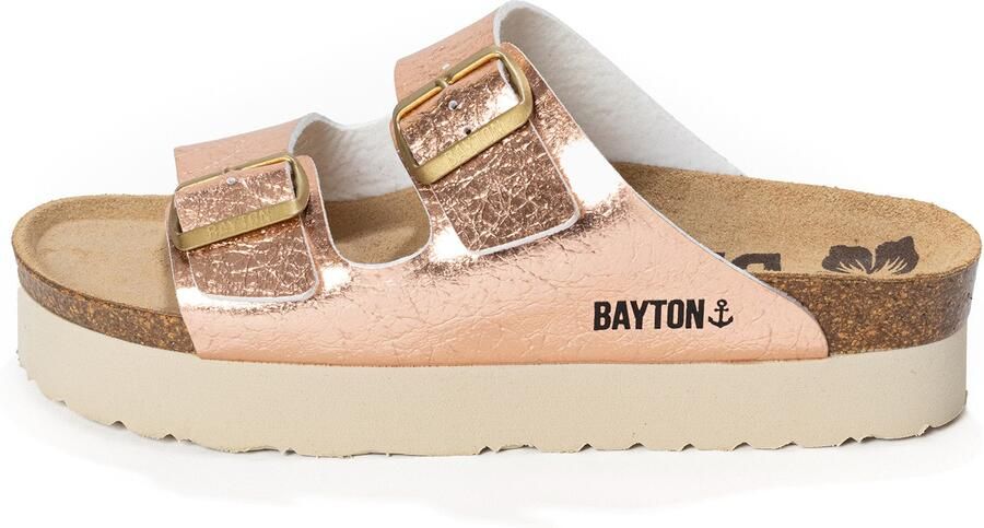 Bayton Muiltjes 'JAPET' lichtbruin rose-goud zwart