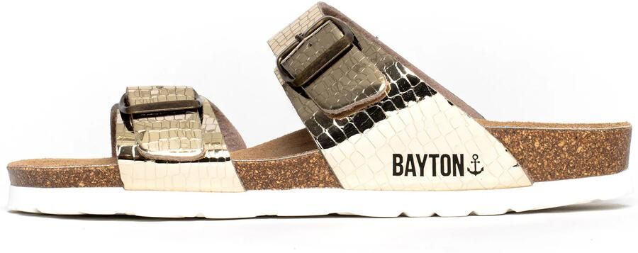 Bayton Sandaal 'Marbella' lichtbruin goud zwart wit