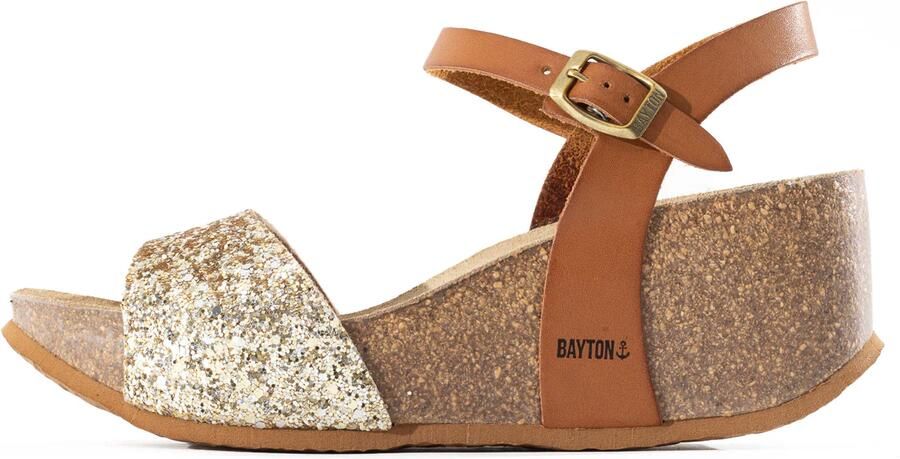 Bayton Sandaal 'Maya' camel goud