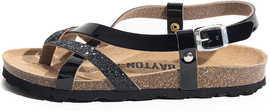 Bayton Sandalen met riem 'Alambra' zwart zilver