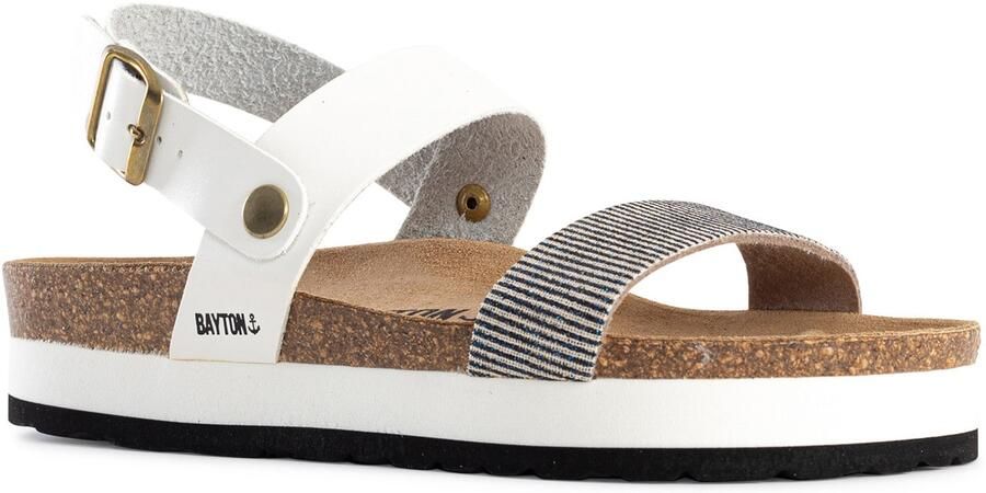Bayton Sandalen met riem 'Almeria' beige blauw wit - Foto 3