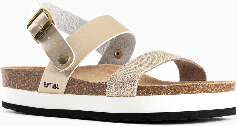 Bayton Sandalen met riem 'Almeria' beige goud - Foto 3