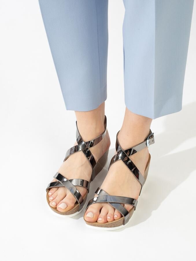 Bayton Sandalen met riem 'Asteria' zilver - Foto 5
