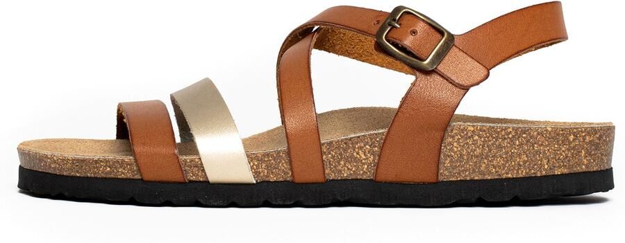 Bayton Sandalen met riem 'Gerone' camel goud