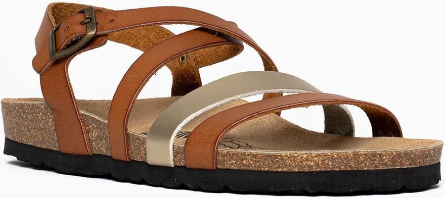 Bayton Sandalen met riem 'Gerone' camel goud - Foto 3
