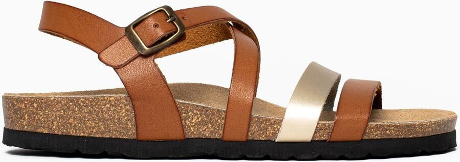 Bayton Sandalen met riem 'Gerone' camel goud - Foto 5