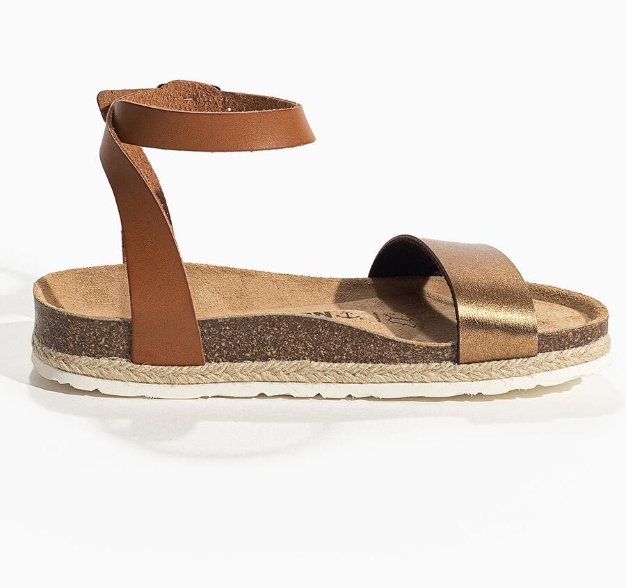Bayton Sandalen met riem 'Jovial' karamel brons - Foto 3