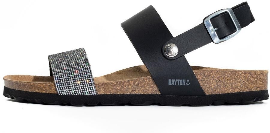 Bayton Sandalen met riem 'Lilia' zwart zilver