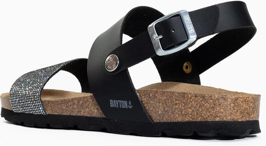 Bayton Sandalen met riem 'Lilia' zwart zilver - Foto 3