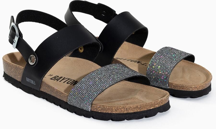 Bayton Sandalen met riem 'Lilia' zwart zilver - Foto 2
