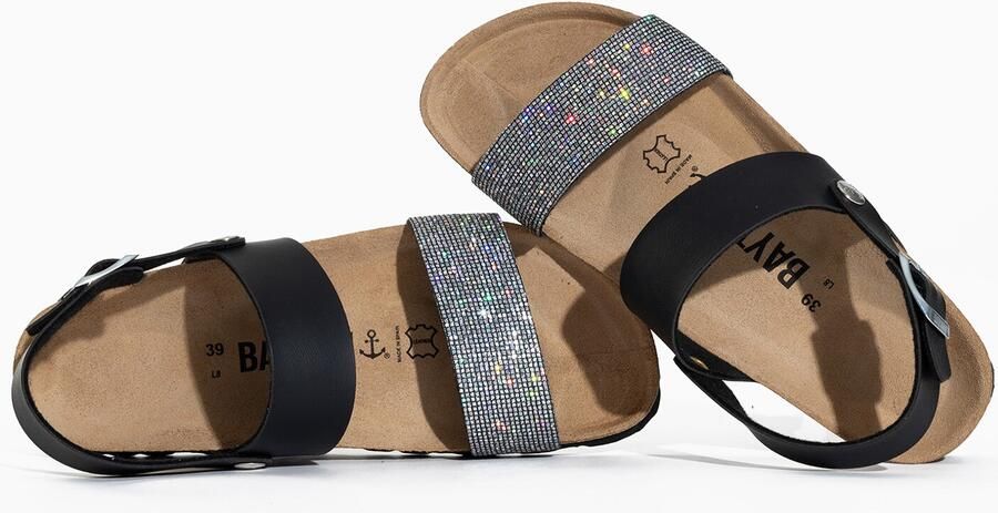 Bayton Sandalen met riem 'Lilia' zwart zilver - Foto 4