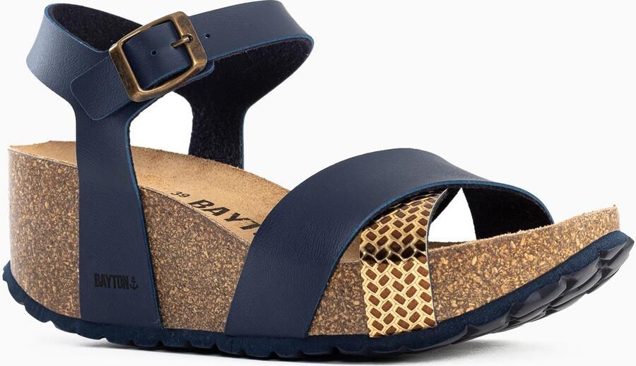 Bayton Sandalen met riem 'Minorque' navy goud - Foto 3