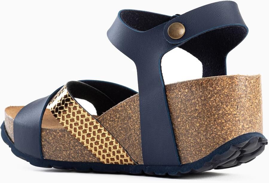 Bayton Sandalen met riem 'Minorque' navy goud - Foto 2