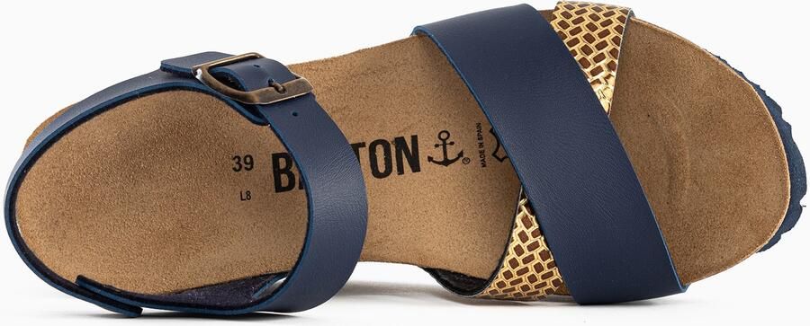Bayton Sandalen met riem 'Minorque' navy goud - Foto 6