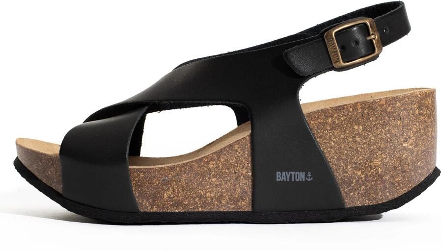 Bayton Sandalen met riem 'Rea' lichtgrijs zwart