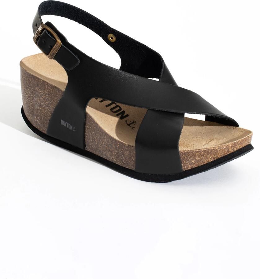 Bayton Sandalen met riem 'Rea' lichtgrijs zwart - Foto 3
