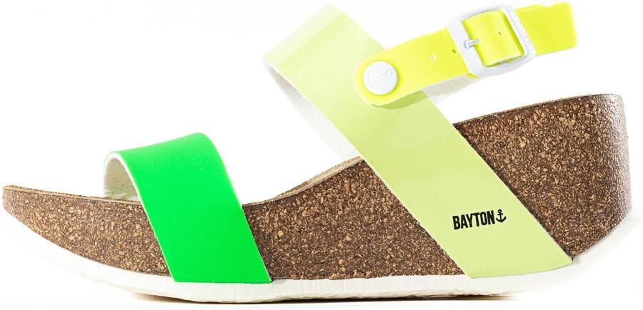 Bayton Sandalen met riem 'Selene' neongeel lichtgeel neongroen wit
