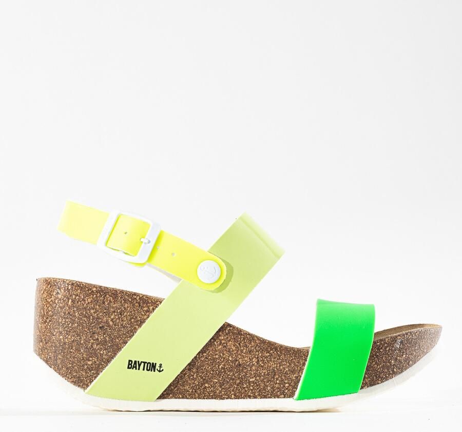 Bayton Sandalen met riem 'Selene' neongeel lichtgeel neongroen wit - Foto 3