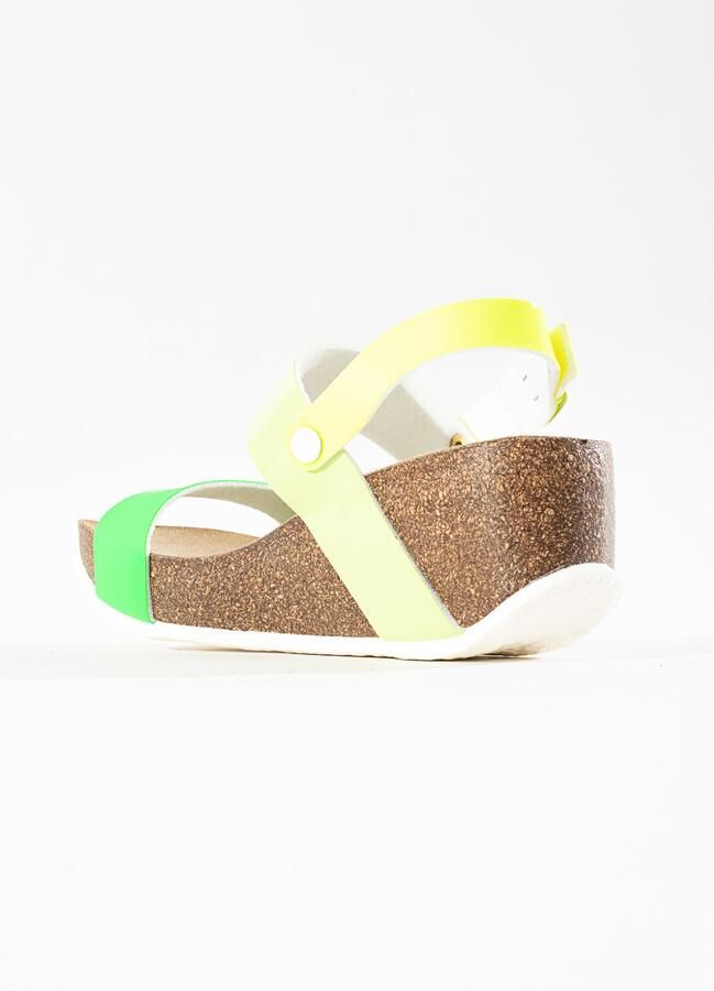 Bayton Sandalen met riem 'Selene' neongeel lichtgeel neongroen wit - Foto 6