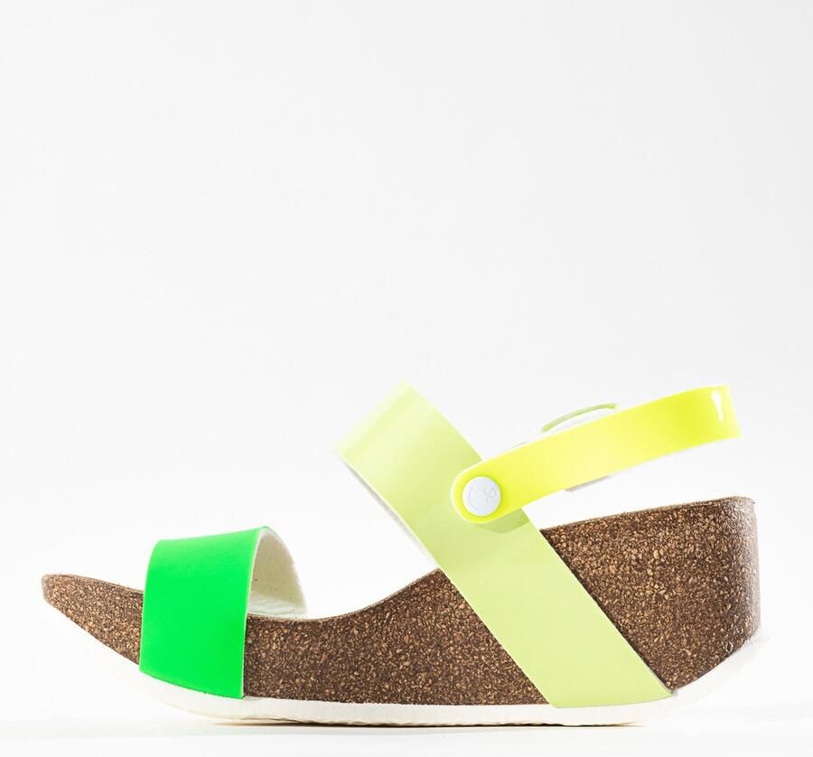 Bayton Sandalen met riem 'Selene' neongeel lichtgeel neongroen wit - Foto 4