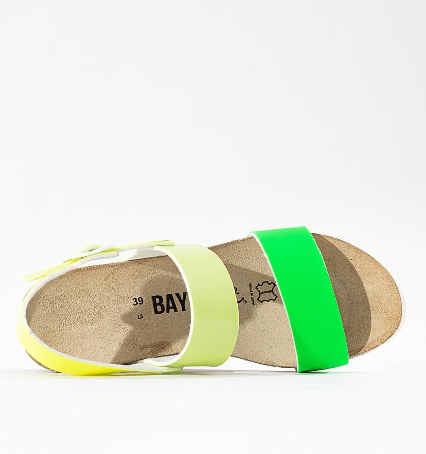 Bayton Sandalen met riem 'Selene' neongeel lichtgeel neongroen wit - Foto 2
