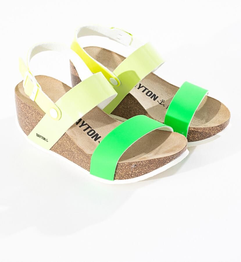 Bayton Sandalen met riem 'Selene' neongeel lichtgeel neongroen wit - Foto 5