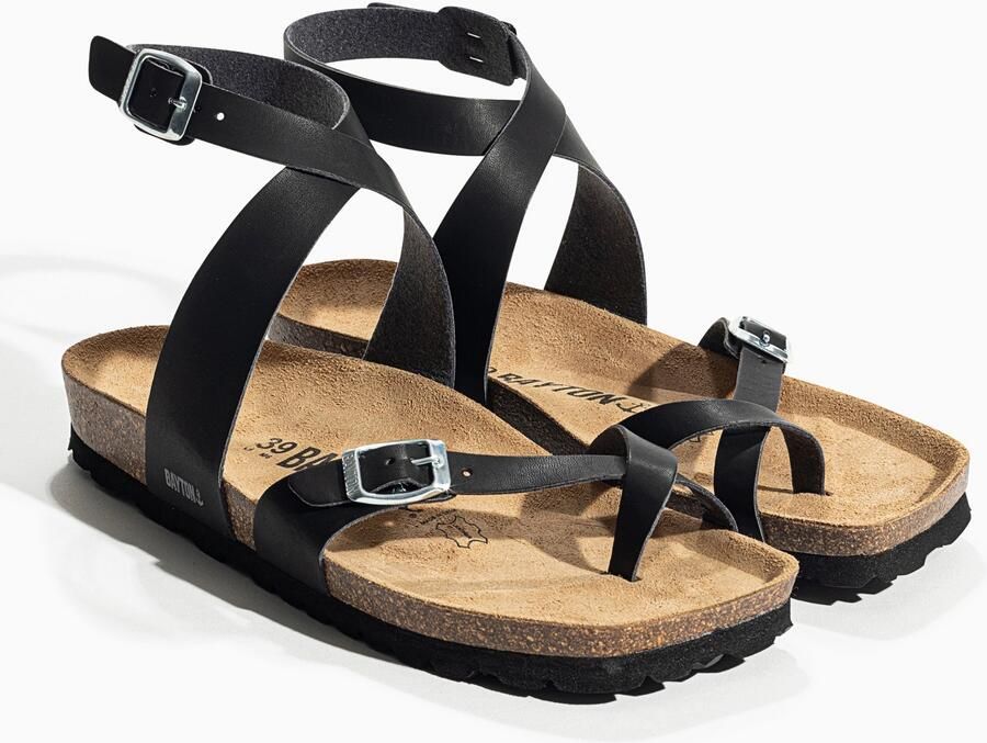 Bayton Sandalen met riem 'SWAN' beige zwart - Foto 4